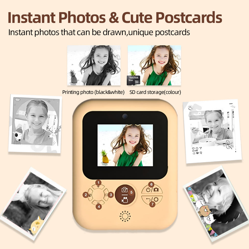 Instant print camera for kids, creative Christmas and birthday gift